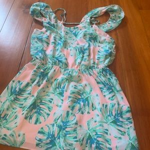 Baby pink and teal romper
